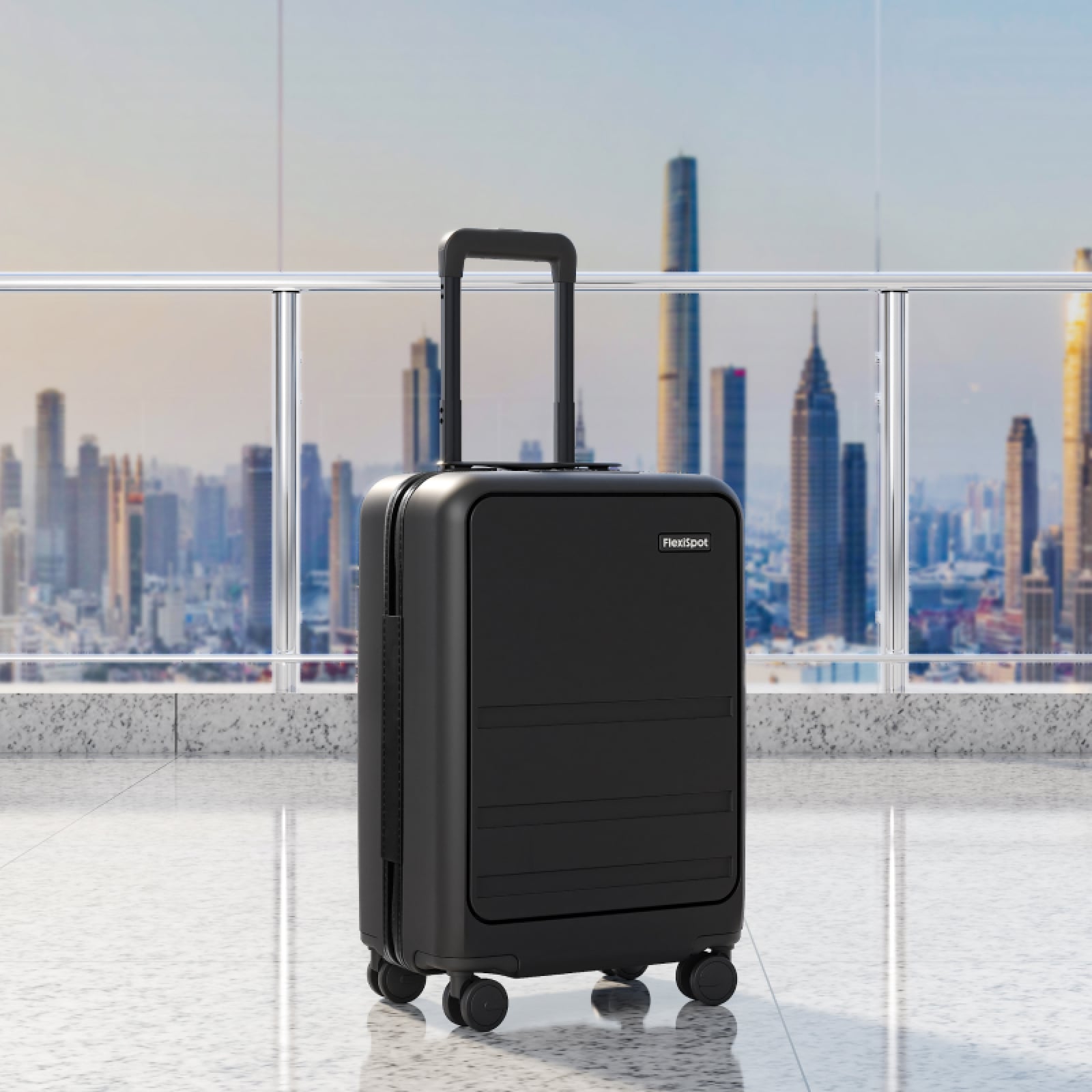 FlexiSpot PC Hardside Expandable Luggage With Spinner Wheels, Black, 20-Inch_voghion.com